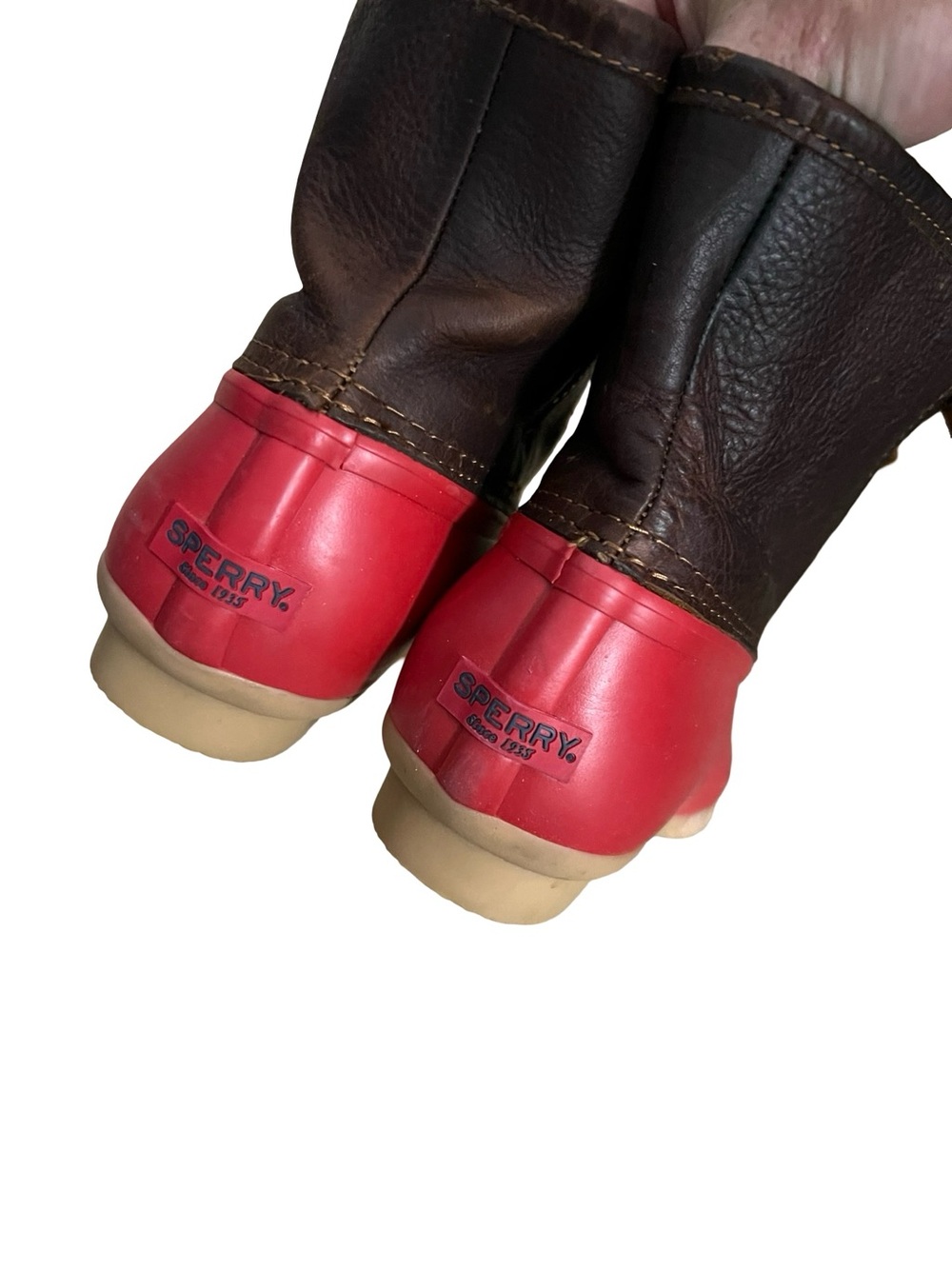 Sperry Saltwater Duck Boots Women’s Size 8 Red & Brown Waterproof Rain Boots - Picture 4 of 5